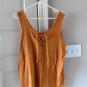 Yellow Lace-Up Women's Top